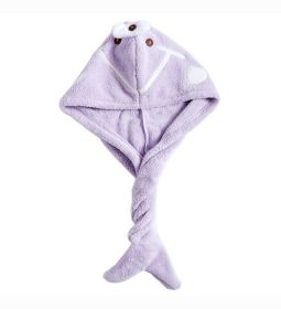 Cute Microfiber Hair Drying Towel Hair Turban for Long Hair Absorbent Water; Purple