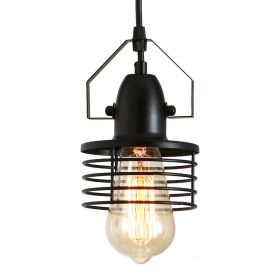 Industrial Black Pendant Light Metal Cage Pendant Lights Dining Room Hanging Lighting for Kitchen Island Living Room Bedroom Entryway Barn Farmhouse,S