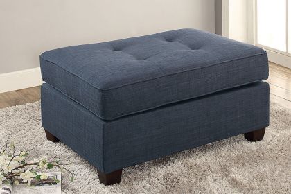 Cocktail Ottoman Dorris Fabric Dark Blue Color W Tufted Seats Ottomans