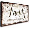 Family Canvas Wall Art for Living Room,Family is The Greatest Gift Word Painting,Family Wall Decor,Farmhouse Wall Decor Retro Artwork Canvas Prints Fr