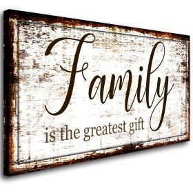 Family Canvas Wall Art for Living Room,Family is The Greatest Gift Word Painting,Family Wall Decor,Farmhouse Wall Decor Retro Artwork Canvas Prints Fr