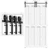 Bi-Folding Sliding Barn Door Hardware Track Kit, Black Roller Kit for Doors, J Shape(No Door) (4 Doors-4 FT-J Shape)