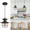 Vintage Farmhouse Pendant Light Rustic Metal Caged Pendant Lights Black Cage Hanging Lamp for Kitchen Island Entryway Bedrooms Living Room Barn,Adjust