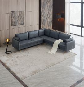 L-Shaped Corner Sectional Technical leather Sofa-Dark Grey;  92.5*92.5''