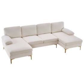 U-Shaped 4-Seat Indoor Modular Sofa Creamy-White