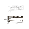 DEPOT E-SHOP Kobe Tv Stand for TV¬¥s up 52", Three Open Shelves, Two Flexible Drawers, Dark Walnut / White