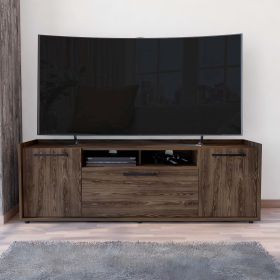 DEPOT E-SHOP Hollywood Tv Stand for TV¬¥s up 60", Double Door Cabinets, One Flexible Cabinet, Dark Walnut