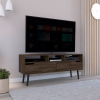 DEPOT E-SHOP Kobe Tv Stand for TV¬¥s up 52", Three Open Shelves, Two Flexible Drawers, Dark Walnut