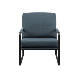 Contemporary Square Metal Frame Accent Chair ‚Äì Indigo Blue / Black