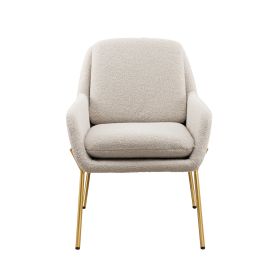 Contemporary Upholstered Boucle Minimalist Accent Chair ‚Äì Cream / Gold