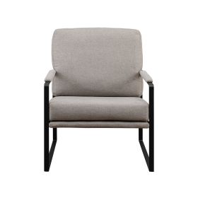 Contemporary Square Metal Frame Accent Chair ‚Äì Mushroom / Black