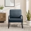 Contemporary Square Metal Frame Accent Chair ‚Äì Indigo Blue / Black