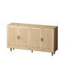 62.20"Elegant and Functional 4-Door Rattan Decorative Storage Cabinet,for Bedroom,Living Room,Office,Easy Assembly