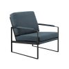 Contemporary Square Metal Frame Accent Chair ‚Äì Indigo Blue / Black