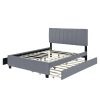 Queen Size Velvet Upholstered Platform Bed with 2 Drawers and 1 Twin XL Trundle