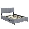 Queen Size Velvet Upholstered Platform Bed with 2 Drawers and 1 Twin XL Trundle