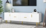 U-Can Modern TV Stand with 5 Champagne Legs - Durable, Stylish and Spacious, TVs Up to 75''