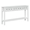 TREXM Rustic Entryway Console Table, 60" Long Sofa Table with two Different Size Drawers and Bottom Shelf for Storage (Antique White)