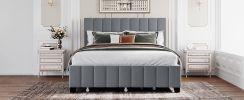 Queen Size Velvet Upholstered Platform Bed with 2 Drawers and 1 Twin XL Trundle