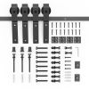 Bi-Folding Sliding Barn Door Hardware Track Kit, Black Roller Kit for Doors, J Shape(No Door) (4 Doors-4 FT-J Shape)