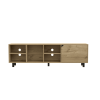 DEPOT E-SHOP Conquest Tv Stand for TV¬¥s up 70", Four Open Shelves, Five Legs, Light Oak