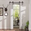 Bi-Folding Sliding Barn Door Hardware Track Kit, Black Roller Kit for Doors, J Shape(No Door) (4 Doors-3.3 FT-J Shape)