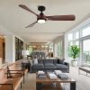 52 in. Outdoor&Indoor 3 Blades Walnut Wood Ceiling Fan with Light and DC Reversible Motor, Remote Control included