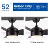 52 in.Outdoor Integrated Light Kit Glam Matte Black Ceiling Fan with 5 Plywood Blades, Remote Control