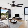 52 in.Outdoor Integrated Light Kit Glam Matte Black Ceiling Fan with 5 Plywood Blades, Remote Control