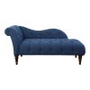 1pc Modern Traditional Chaise Button Tufted Detail Blue Upholstery Style Comfort Living Room Furniture Espresso Finish Legs