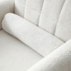 Modern Comfy Blind Tufted White Teddy Fabric Accent Chair Leisure Chair Armchair Living Room Chairs With Metal Trim and Gold Legs, with 1 Waist Pillow