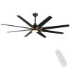 72 In.Antique Black Wooden Large Ceiling Fan With LED Light and Remote Control