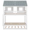 House Bunk Bed with Trundle,Roof and Windows