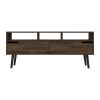 DEPOT E-SHOP Kobe Tv Stand for TV¬¥s up 52", Three Open Shelves, Two Flexible Drawers, Dark Walnut