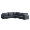 L-Shaped Corner Sectional Technical leather Sofa-Dark Grey;  92.5*92.5''