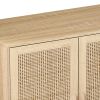 62.20"Elegant and Functional 4-Door Rattan Decorative Storage Cabinet,for Bedroom,Living Room,Office,Easy Assembly