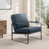 Contemporary Square Metal Frame Accent Chair ‚Äì Indigo Blue / Black