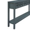 TREXM Rustic Entryway Console Table, 60" Long Sofa Table with two Different Size Drawers and Bottom Shelf for Storage (Navy)