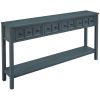 TREXM Rustic Entryway Console Table, 60" Long Sofa Table with two Different Size Drawers and Bottom Shelf for Storage (Navy)