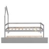 Twin House Wooden Daybed with trundle, Twin House-Shaped Headboard bed with Guardrails,Grey