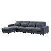 U_Style Modern Large L-Shape Feather Filled Sectional Sofa, Convertible Sofa Couch with Reversible Chaise for Living Room