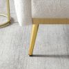 Modern Comfy Blind Tufted White Teddy Fabric Accent Chair Leisure Chair Armchair Living Room Chairs With Metal Trim and Gold Legs, with 1 Waist Pillow