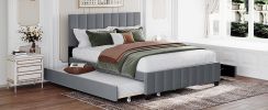 Queen Size Velvet Upholstered Platform Bed with 2 Drawers and 1 Twin XL Trundle