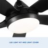 56 in. Outdoor/Indoor Matte Black integrated LED Ceiling Fan with Remote Control, DC Motor