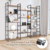 Large Triple Wide Floor Standing Bookcase Display Shelf with Metal Frame