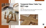 Modern practical circular coffee and tea tables. Made of transparent tempered glass tabletop and wood colored MDF material. Suitable for living rooms