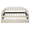 Twin Size Upholstered daybed with Drawers, Wood Slat Support, Beige