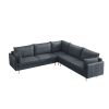 L-Shaped Corner Sectional Technical leather Sofa-Dark Grey;  92.5*92.5''