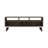 DEPOT E-SHOP Kobe Tv Stand for TV¬¥s up 52", Three Open Shelves, Two Flexible Drawers, Dark Walnut / White