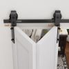 Bi-Folding Sliding Barn Door Hardware Track Kit, Black Roller Kit for Doors, J Shape(No Door) (4 Doors-6 FT-J Shape)